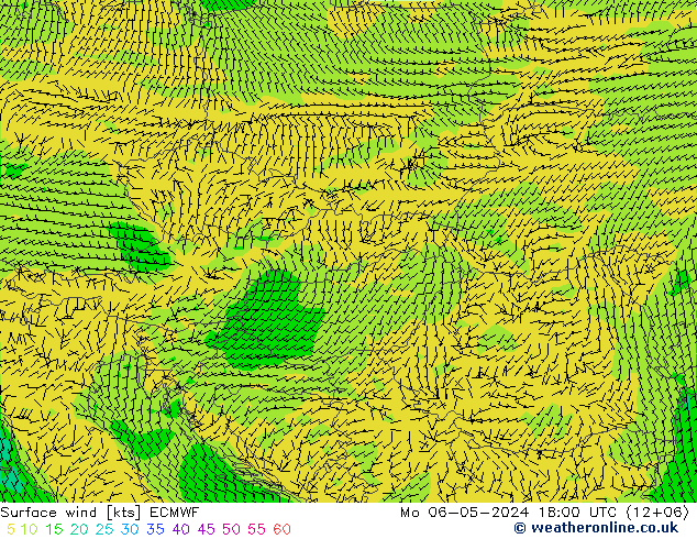 Prec 6h/Wind 10m/950 ECMWF Po 06.05.2024 18 UTC