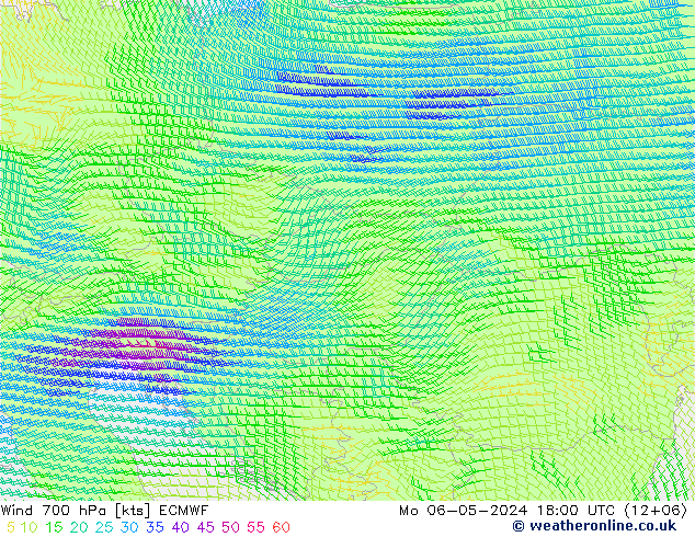 Wind 700 hPa ECMWF Mo 06.05.2024 18 UTC