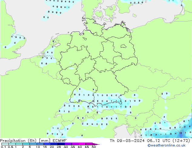 Z500/Rain (+SLP)/Z850 ECMWF чт 09.05.2024 12 UTC