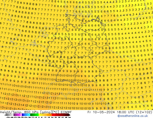 Z500/Rain (+SLP)/Z850 ECMWF  10.05.2024 18 UTC