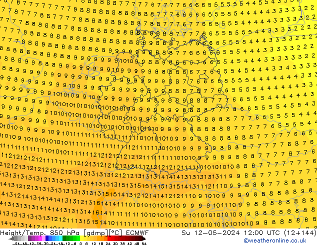 Z500/Rain (+SLP)/Z850 ECMWF dom 12.05.2024 12 UTC