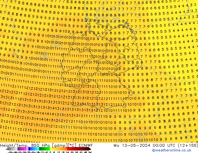 Z500/Rain (+SLP)/Z850 ECMWF lun 13.05.2024 00 UTC