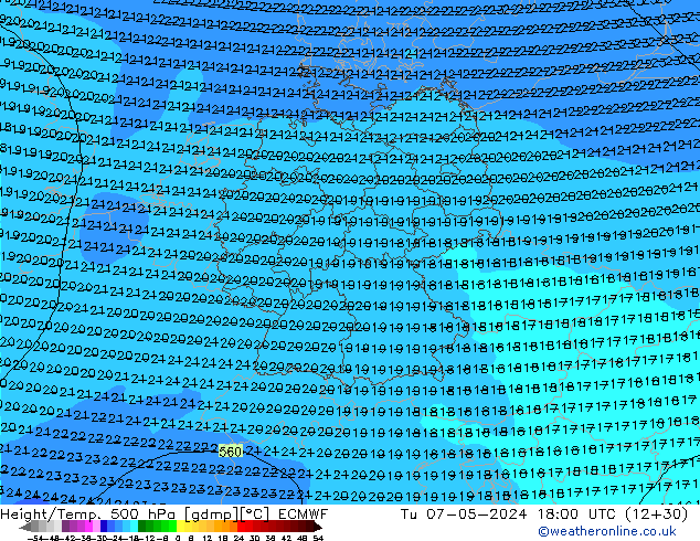 Z500/Rain (+SLP)/Z850 ECMWF Tu 07.05.2024 18 UTC