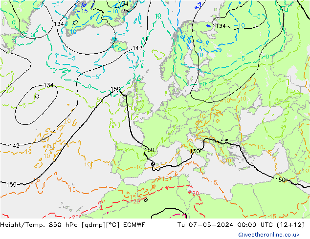 Z500/Rain (+SLP)/Z850 ECMWF Di 07.05.2024 00 UTC