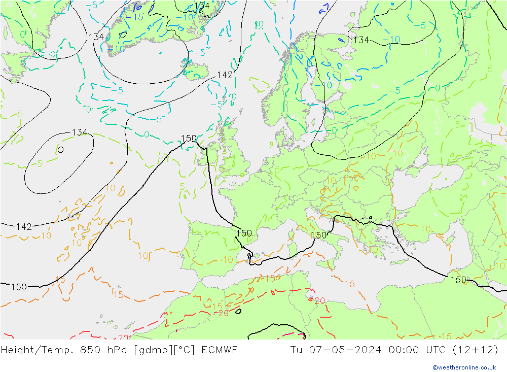 Z500/Rain (+SLP)/Z850 ECMWF Di 07.05.2024 00 UTC