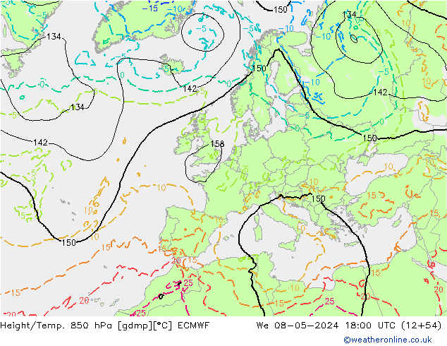 Z500/Rain (+SLP)/Z850 ECMWF St 08.05.2024 18 UTC