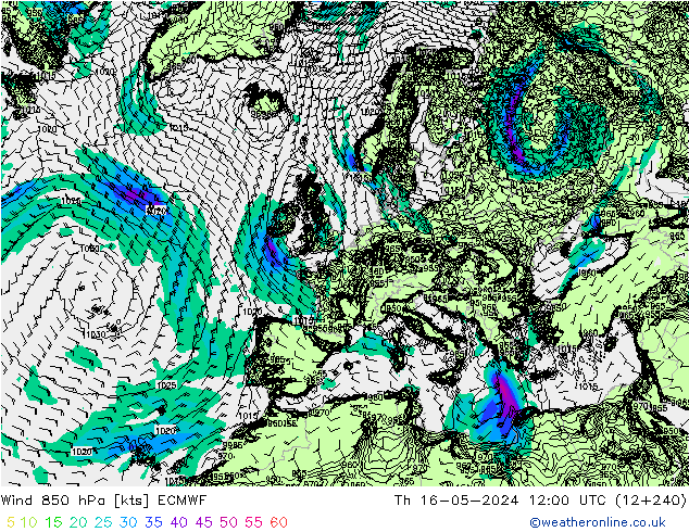 Wind 850 hPa ECMWF Do 16.05.2024 12 UTC