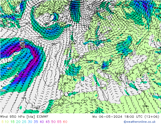 Wind 950 hPa ECMWF ma 06.05.2024 18 UTC