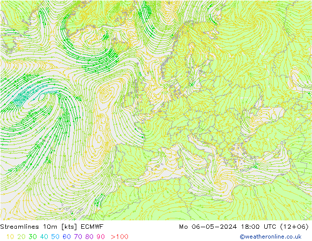 Stromlinien 10m ECMWF Mo 06.05.2024 18 UTC