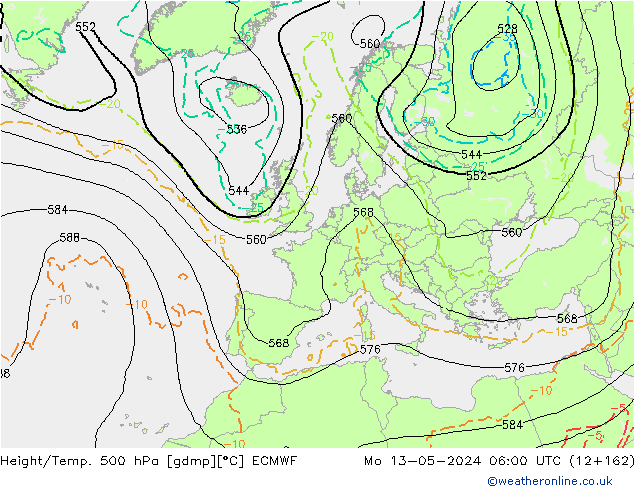 Z500/Rain (+SLP)/Z850 ECMWF пн 13.05.2024 06 UTC