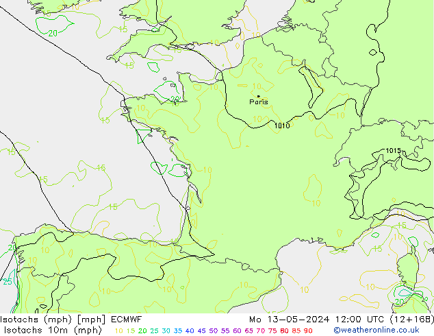 Isotachs (mph) ECMWF Mo 13.05.2024 12 UTC