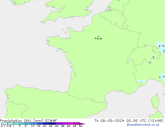 Precipitação (6h) ECMWF Qui 09.05.2024 06 UTC