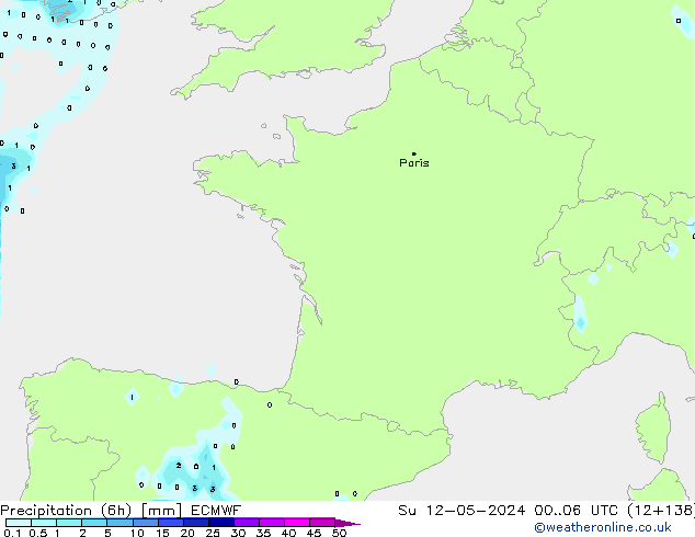 Z500/Yağmur (+YB)/Z850 ECMWF Paz 12.05.2024 06 UTC