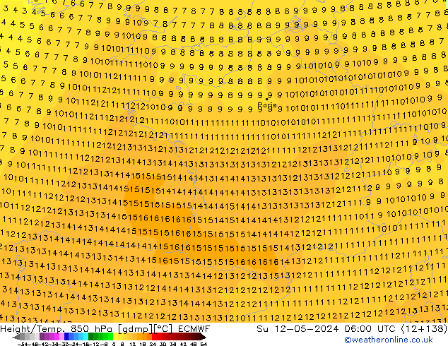 Z500/Yağmur (+YB)/Z850 ECMWF Paz 12.05.2024 06 UTC