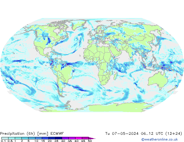 Z500/Rain (+SLP)/Z850 ECMWF wto. 07.05.2024 12 UTC