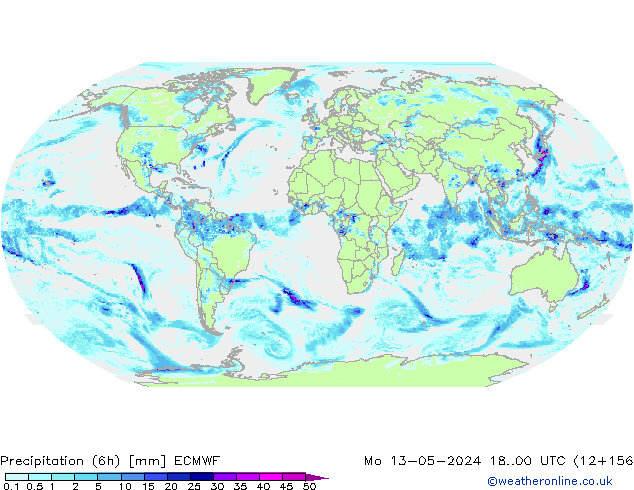 Z500/Rain (+SLP)/Z850 ECMWF пн 13.05.2024 00 UTC