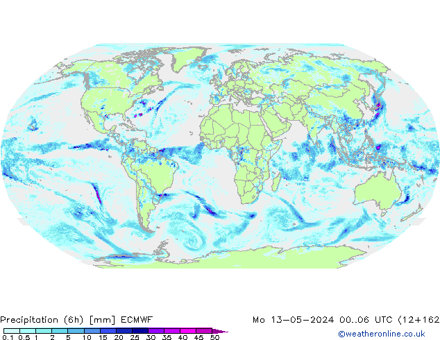 осадки (6h) ECMWF пн 13.05.2024 06 UTC