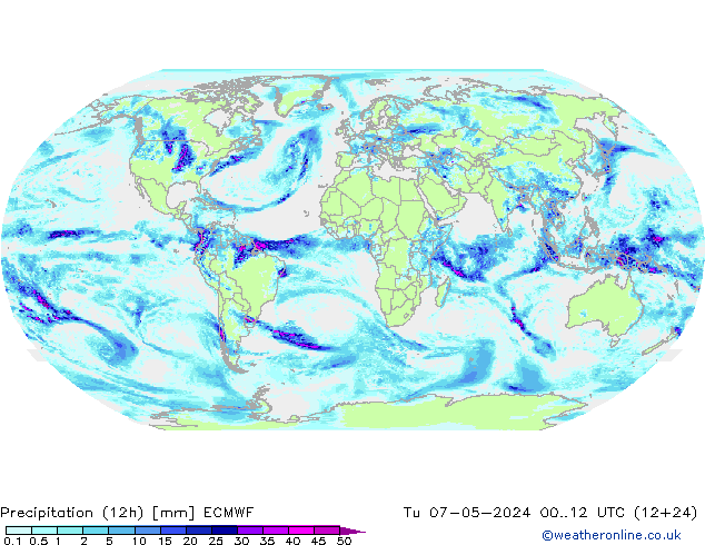 осадки (12h) ECMWF вт 07.05.2024 12 UTC