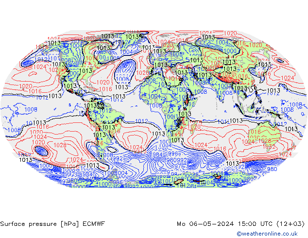 Atmosférický tlak ECMWF Po 06.05.2024 15 UTC