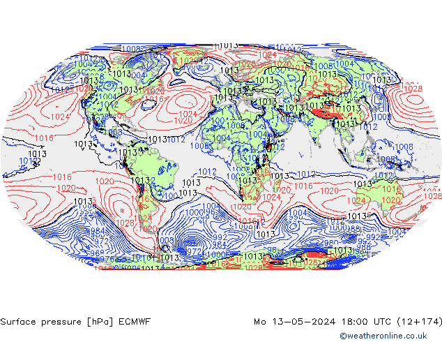 ciśnienie ECMWF pon. 13.05.2024 18 UTC