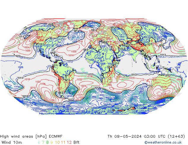 yüksek rüzgarlı alanlar ECMWF Per 09.05.2024 03 UTC