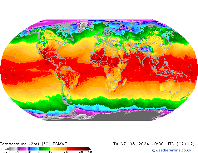 карта температуры ECMWF вт 07.05.2024 00 UTC