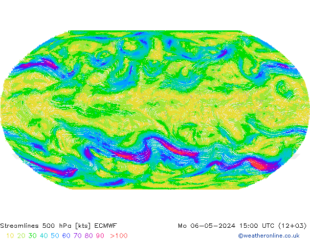 Ligne de courant 500 hPa ECMWF lun 06.05.2024 15 UTC