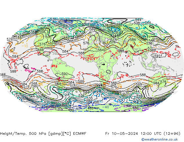 Height/Temp. 500 hPa ECMWF Pá 10.05.2024 12 UTC