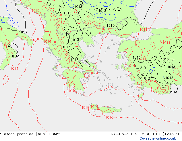 Atmosférický tlak ECMWF Út 07.05.2024 15 UTC