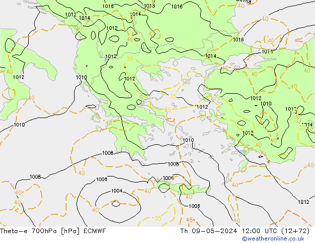 Theta-e 700hPa ECMWF Th 09.05.2024 12 UTC