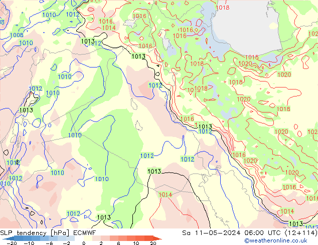 Drucktendenz ECMWF Sa 11.05.2024 06 UTC