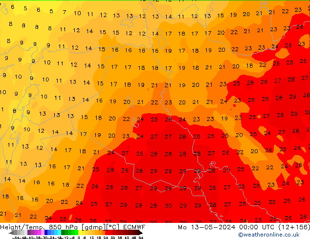 Z500/Rain (+SLP)/Z850 ECMWF Mo 13.05.2024 00 UTC