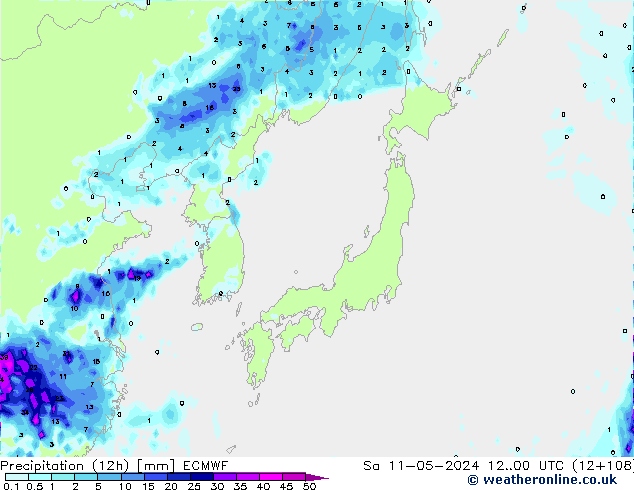 Precipitação (12h) ECMWF Sáb 11.05.2024 00 UTC