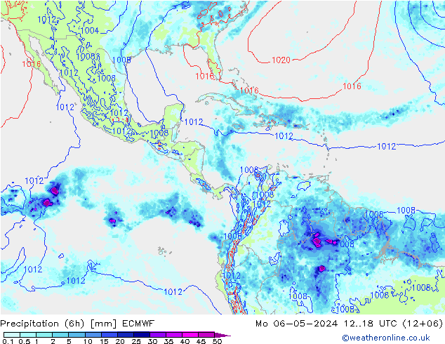 Z500/Rain (+SLP)/Z850 ECMWF lun 06.05.2024 18 UTC