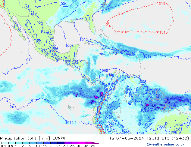 Z500/Rain (+SLP)/Z850 ECMWF вт 07.05.2024 18 UTC