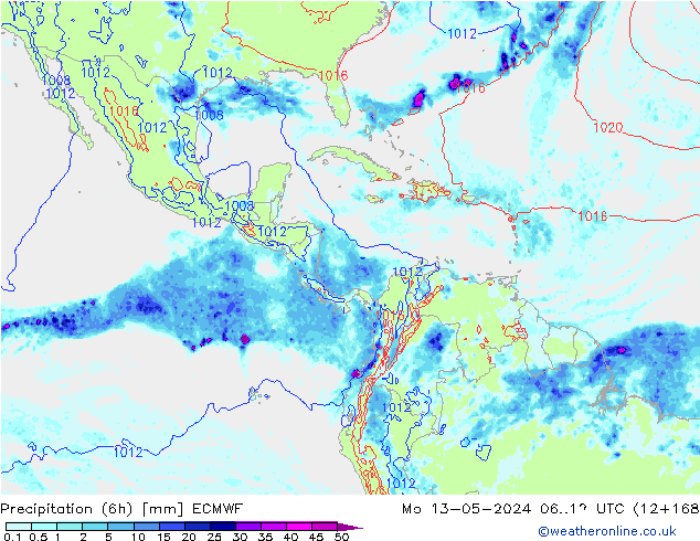 Z500/Rain (+SLP)/Z850 ECMWF  13.05.2024 12 UTC