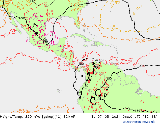 Z500/Yağmur (+YB)/Z850 ECMWF Sa 07.05.2024 06 UTC