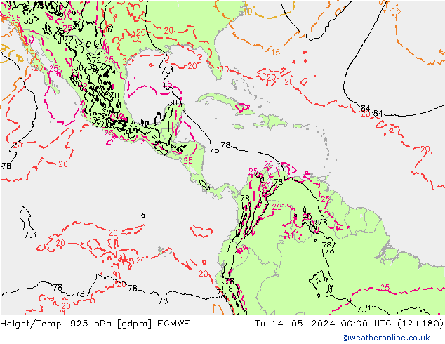 Height/Temp. 925 hPa ECMWF mar 14.05.2024 00 UTC