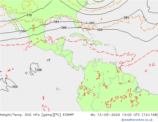 Z500/Rain (+SLP)/Z850 ECMWF  13.05.2024 12 UTC