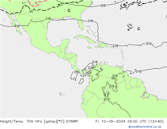 Géop./Temp. 700 hPa ECMWF ven 10.05.2024 06 UTC