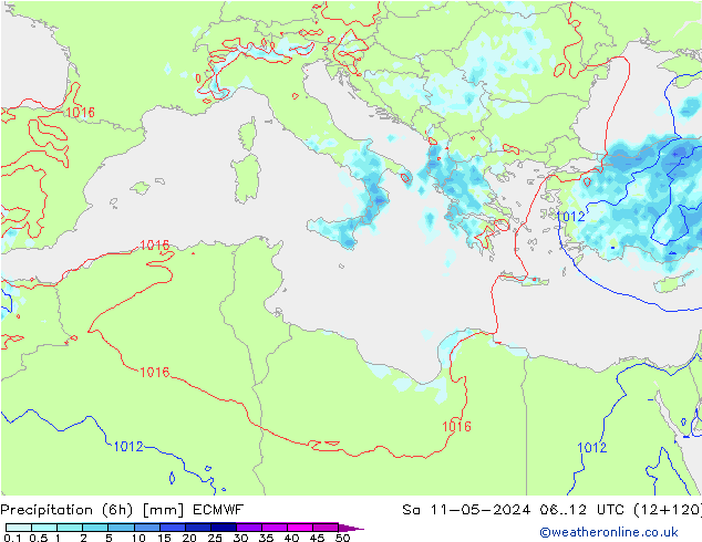 Yağış (6h) ECMWF Cts 11.05.2024 12 UTC