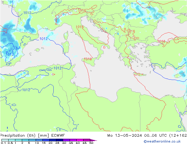 Z500/Rain (+SLP)/Z850 ECMWF Mo 13.05.2024 06 UTC