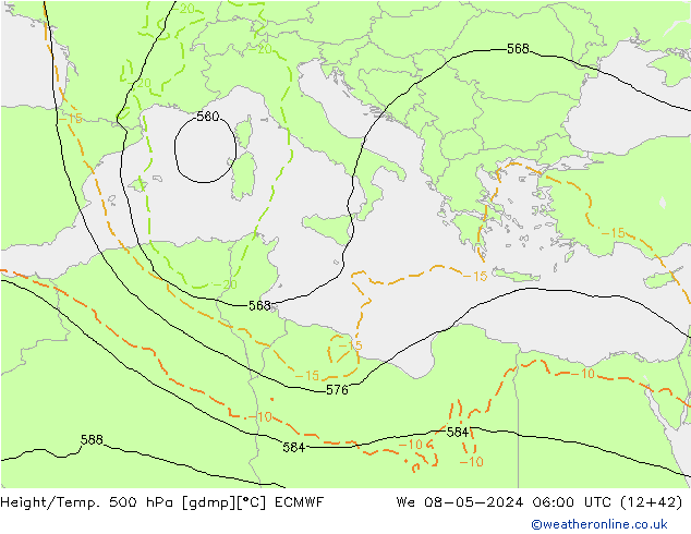 Z500/Rain (+SLP)/Z850 ECMWF ср 08.05.2024 06 UTC