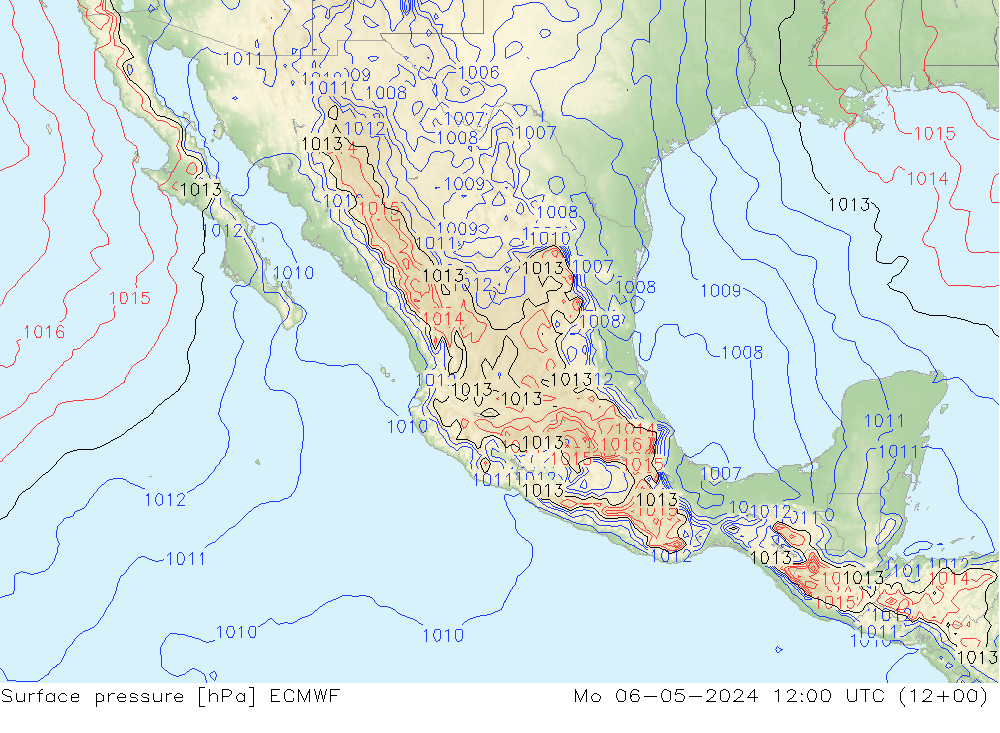 Presión superficial ECMWF lun 06.05.2024 12 UTC