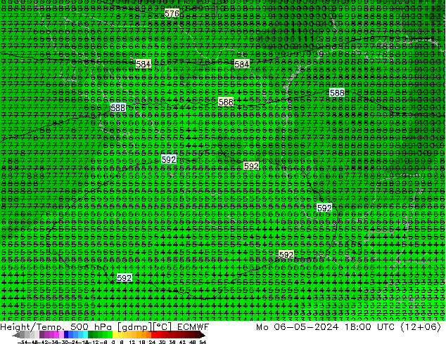 Z500/Rain (+SLP)/Z850 ECMWF lun 06.05.2024 18 UTC