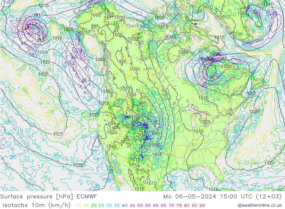 Isotachs (kph) ECMWF Mo 06.05.2024 15 UTC