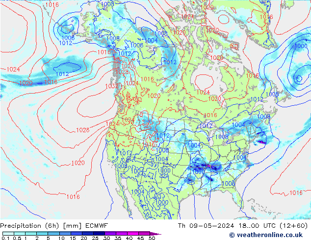 Z500/Rain (+SLP)/Z850 ECMWF czw. 09.05.2024 00 UTC