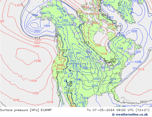 Bodendruck ECMWF Di 07.05.2024 09 UTC