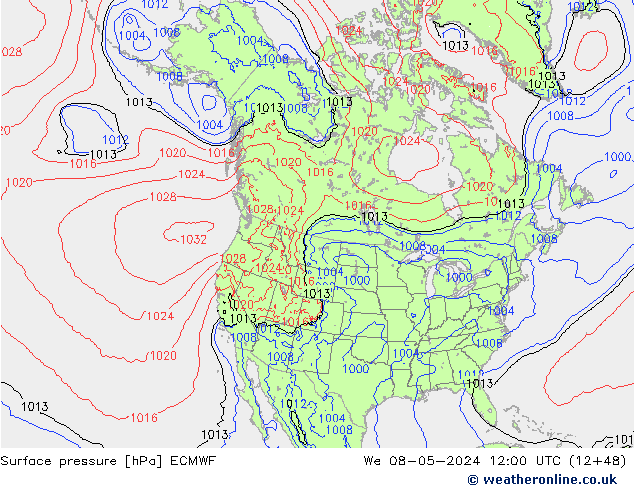 Surface pressure ECMWF We 08.05.2024 12 UTC