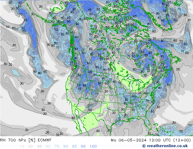 RH 700 hPa ECMWF Mo 06.05.2024 12 UTC